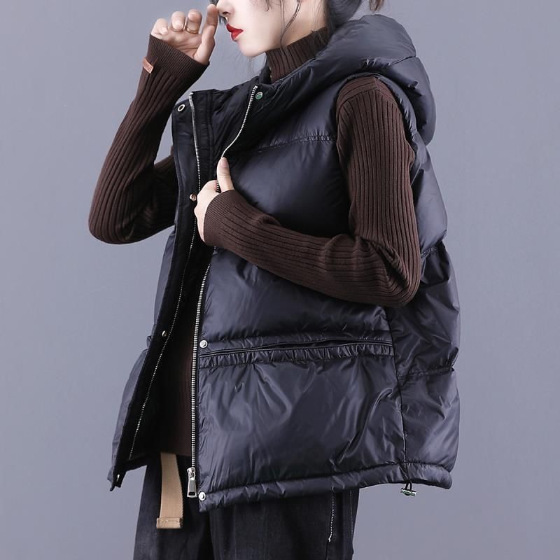 波司澄2023反季新款羽绒棉服女连帽羽绒马甲开衫女短款背心坎肩外