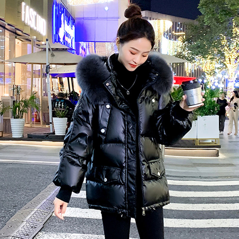波司澄白鸭绒羽绒棉服免洗亮面短款外套女新款韩版今年爆款宽松