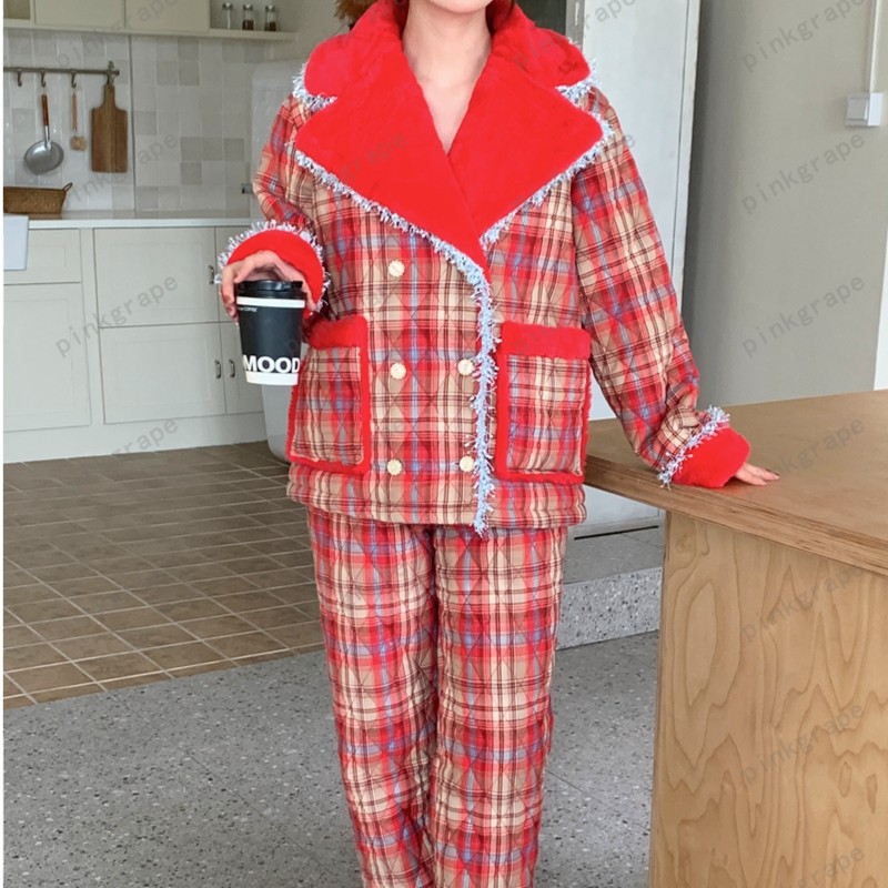 pinkgrape【凉霄笙续】2023年新款睡衣女套冬季三层夹棉加厚2378146