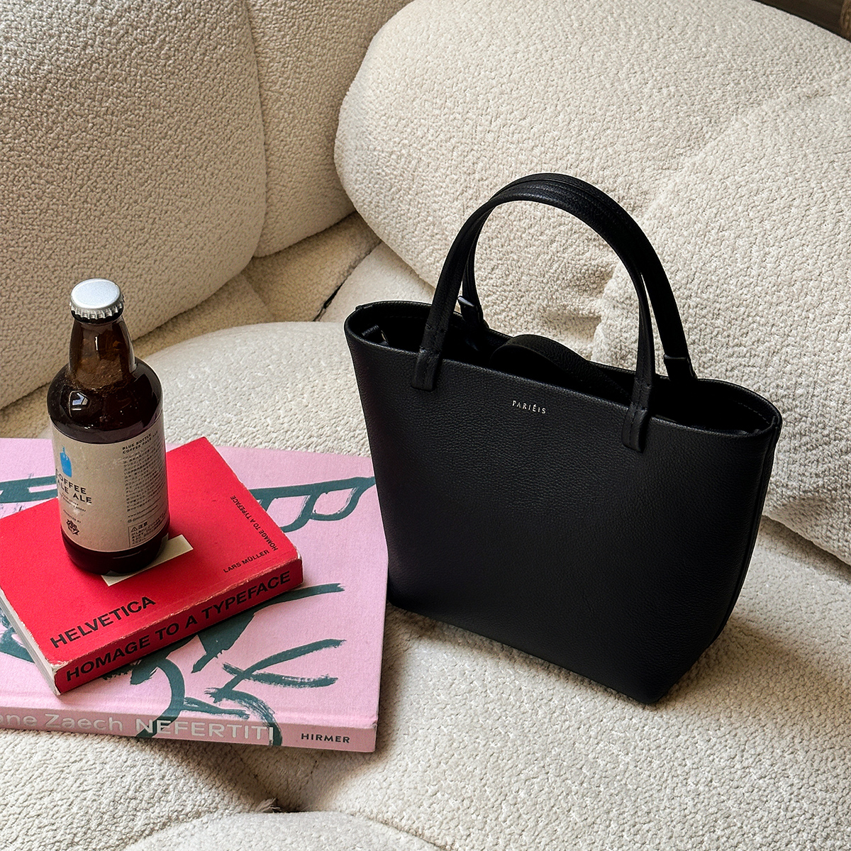 莉贝琳sisy四季通勤托特包女新款黑色荔枝纹头层牛皮手提包178086