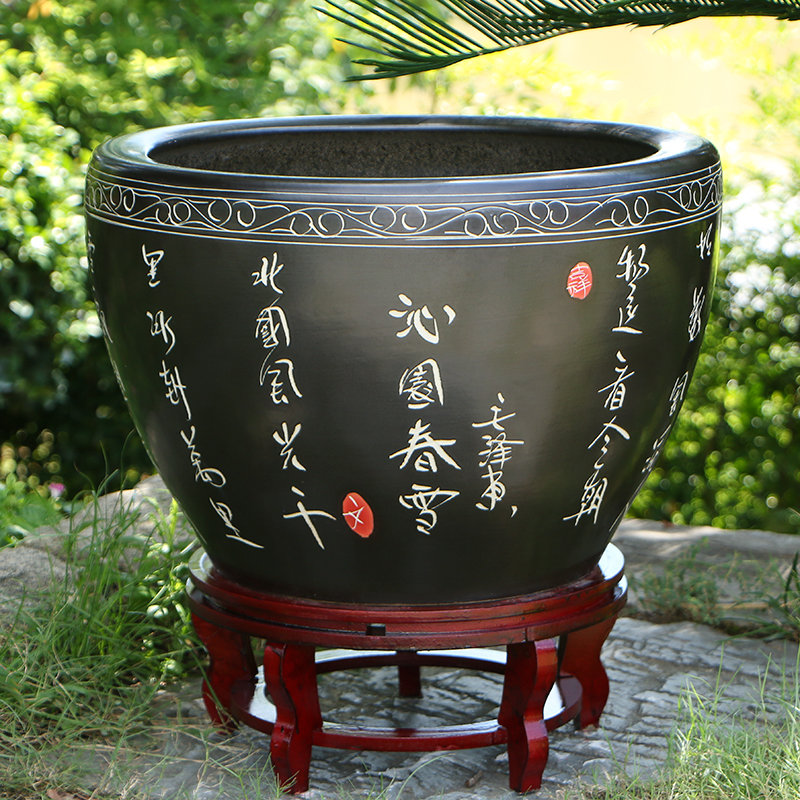 景德镇陶瓷鱼缸客厅古法养鱼缸睡莲盆缸荷花缸复古庭院老式大水缸