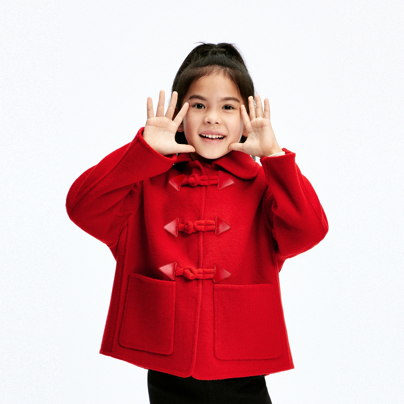 littlemoco童装冬装新款女童新中式双面呢盘扣外套#KBD4COT003