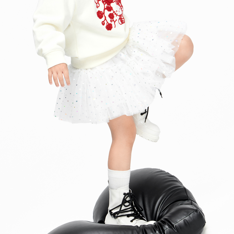 little moco童装新款女童烫金网纱蓬蓬半身裙子#KBC1SKTT01