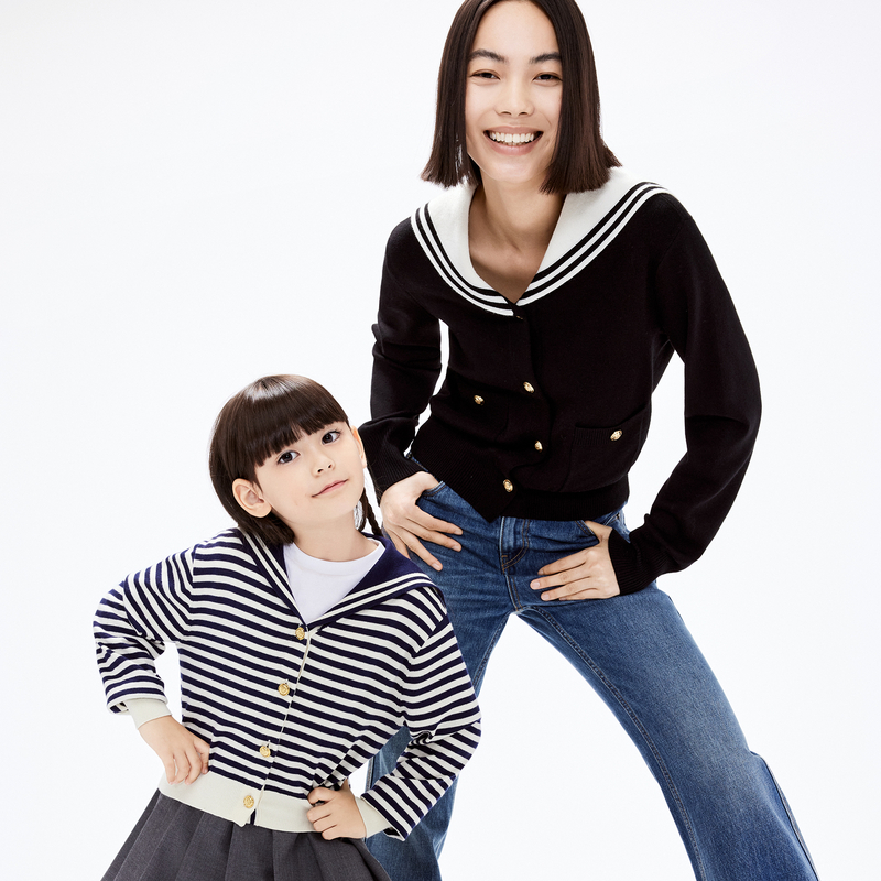 littlemoco童装新款女童棉条纹海军风开衫外套#KBD1CAR005