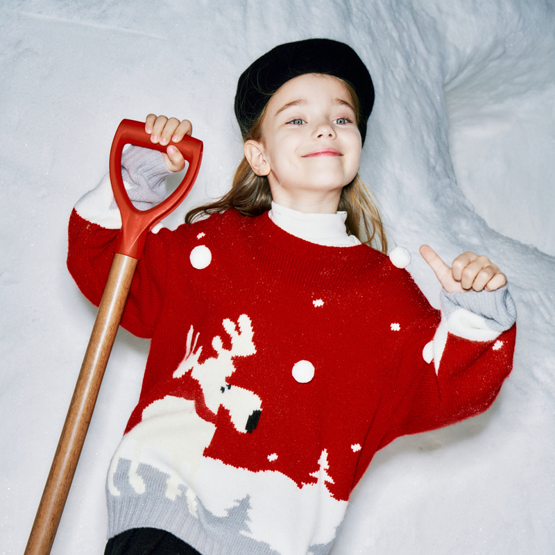 littlemoco童装24冬新款男女童圣诞节日套头长袖毛衣#KBD4SWT013