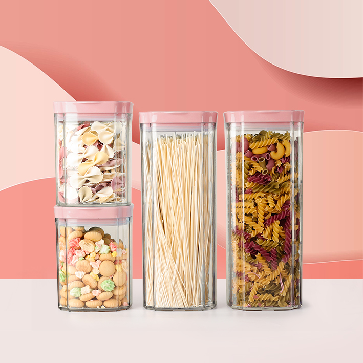 精铸 密封罐四件套 1.0L*2+2.2L*2 厨柜干货大容量收纳食品罐