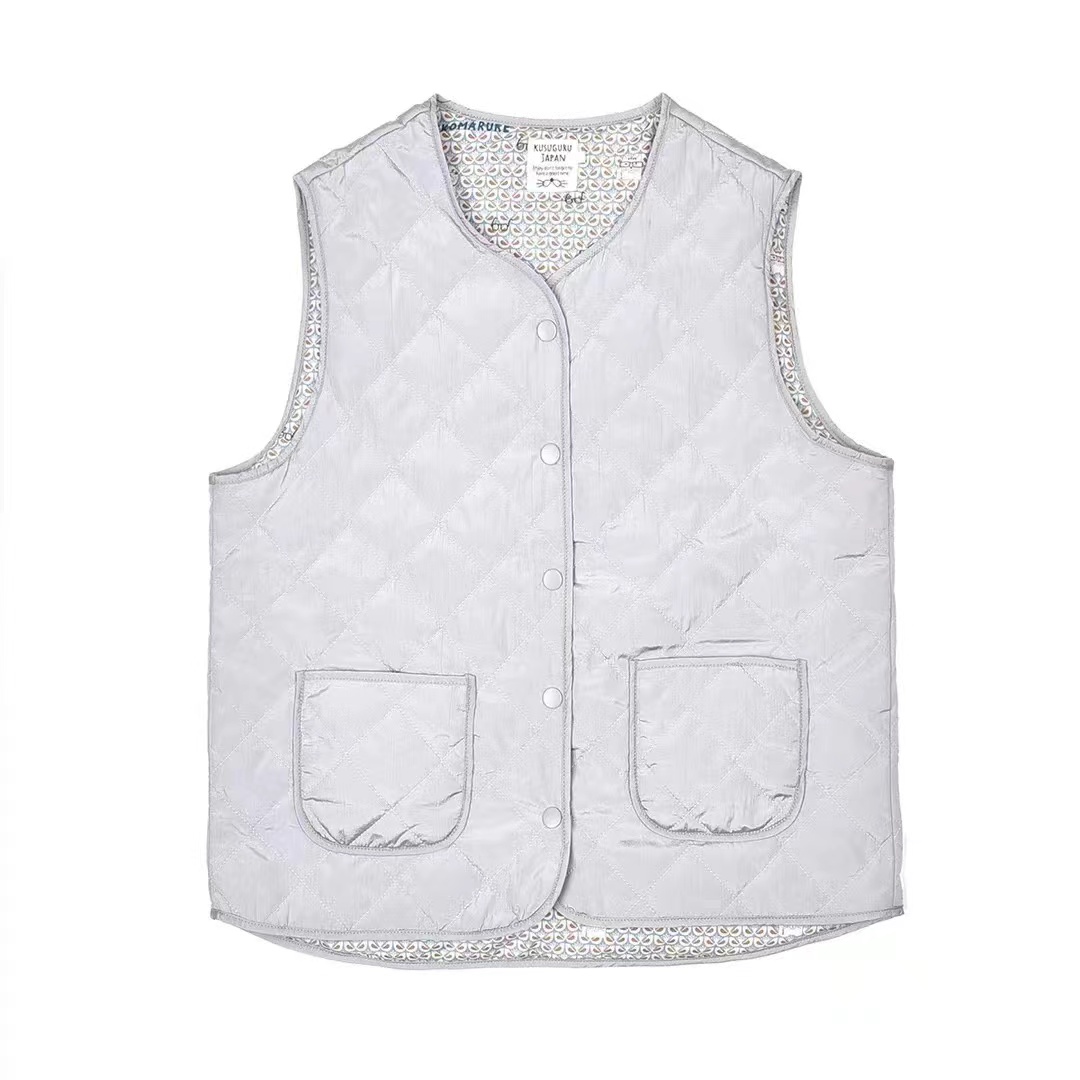 XA989 kusuguru马甲菱形格绗灰色