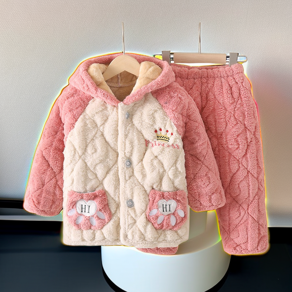 冬季儿童夹棉睡衣小中大童宝宝小孩子宝宝家居服棉袄棉衣加厚加绒