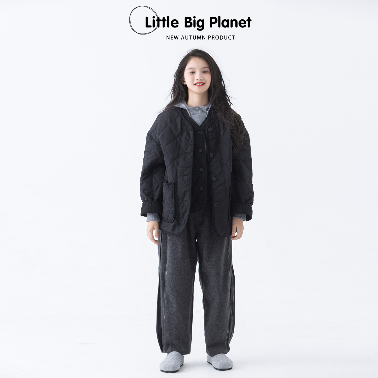 小小大星球童装 经典款菱格绗缝夹棉外套 男女童冬日百搭厚款棉服