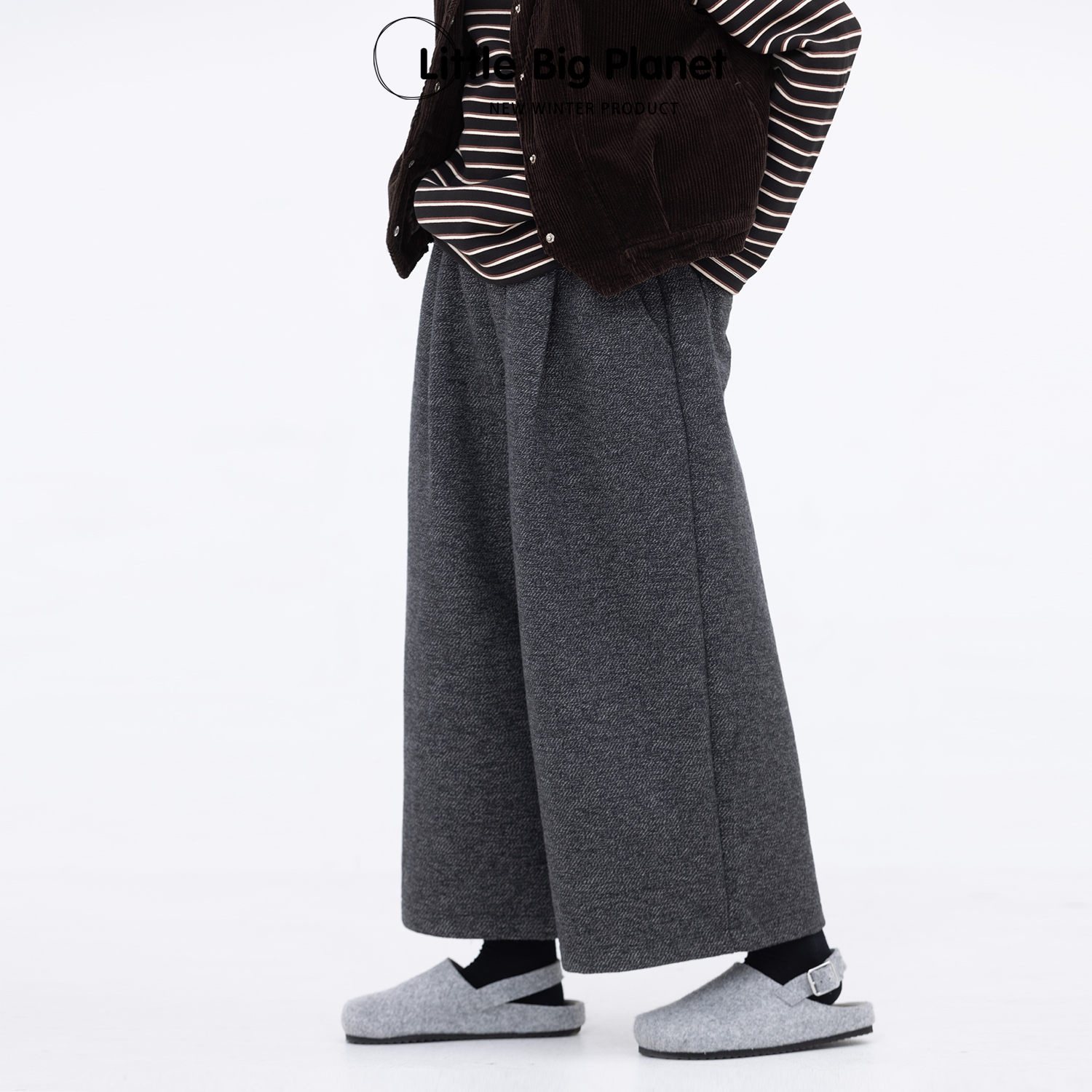 小小大星球童装 彩点毛呢加厚阔腿裤 男女童冬日宽松垂感休闲裤