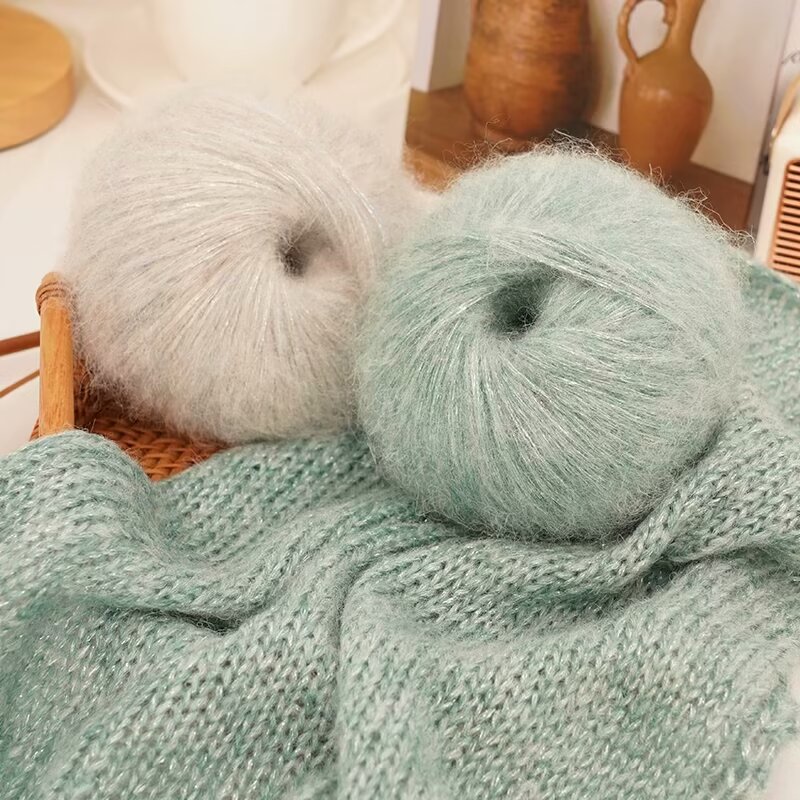 金葱马海毛毛线羊毛线软手工编织外套毛衣围巾秋冬棒针粗毛线清仓