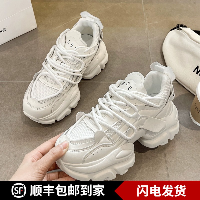 冬季新款网面透气网红女老爹鞋时尚百搭厚底韩版小众增高休闲鞋