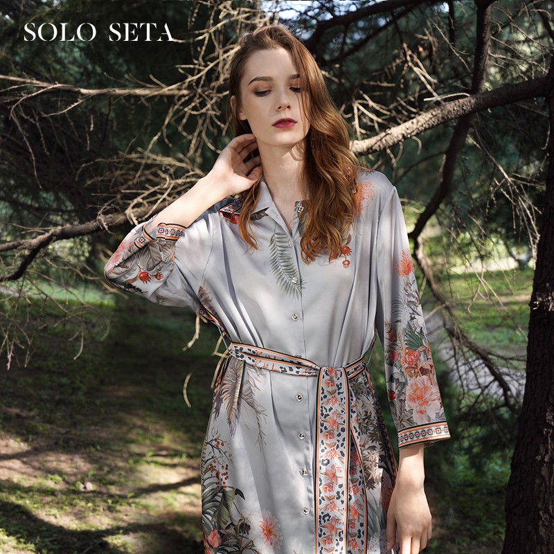 Solo seta22姆米重磅真丝睡袍女秋冬新款桑蚕丝可外穿丝绸高级感