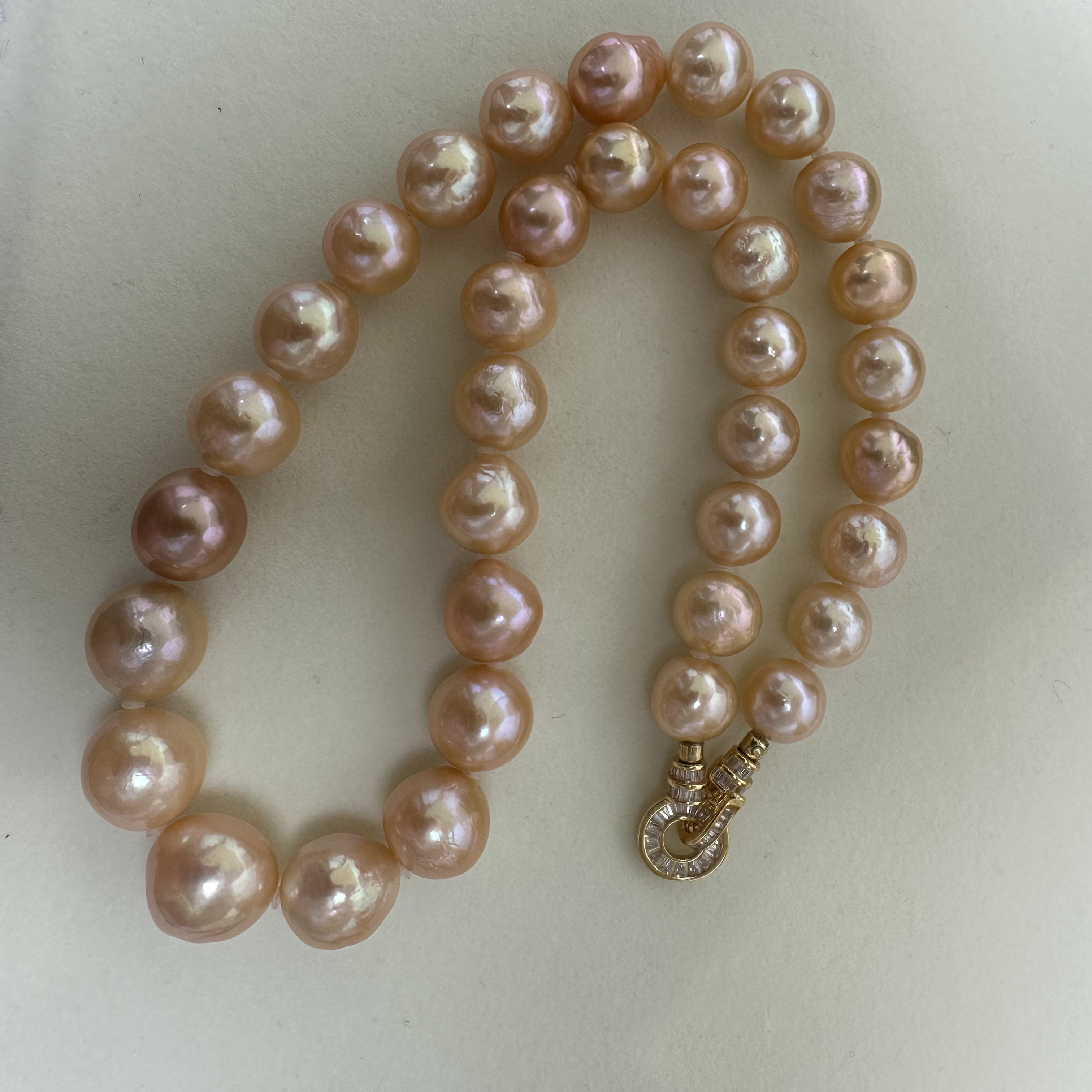 淡水珍珠项链糖纸皱巴项链 奶油金色 长度45cm 点位10.5-13mm