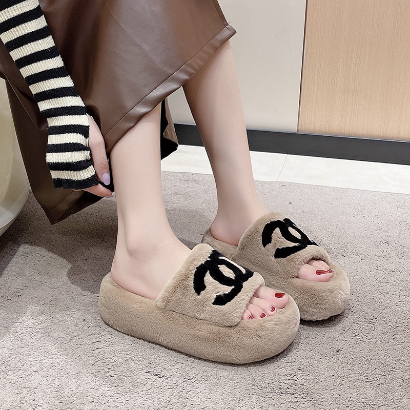 网红毛毛拖鞋女冬季室内家居外穿毛绒厚底棉拖鞋冬女士居家鞋棉拖