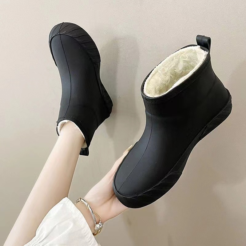 防滑短筒加绒雨鞋厚底加厚雨鞋女款韩版冬季女式防滑雨靴防水雨靴
