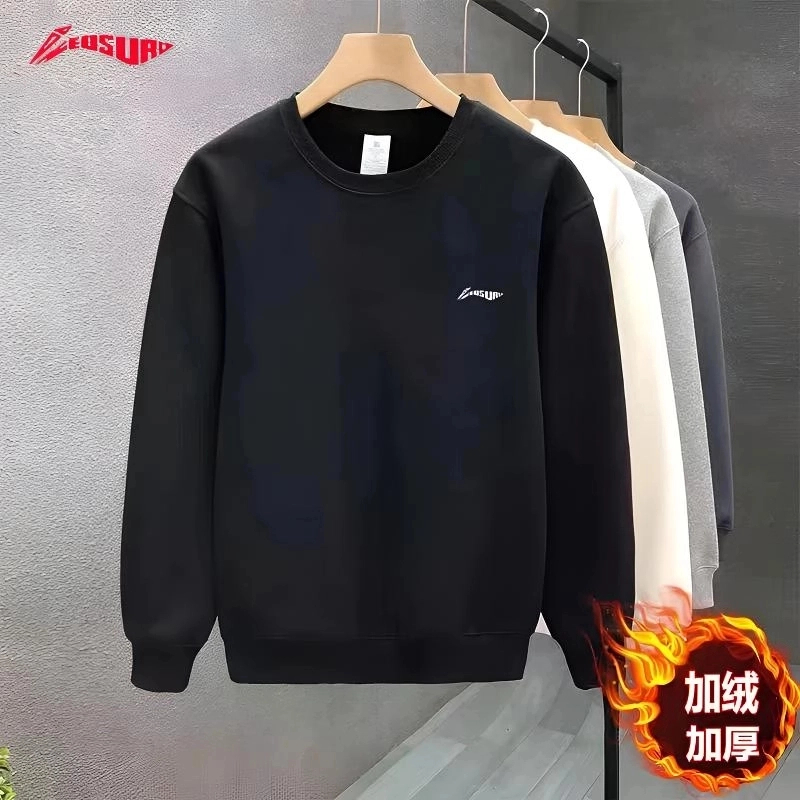 李宁跃动秋冬季纯棉卫衣男女宽松百搭长袖加绒加厚圆领上衣打底衫