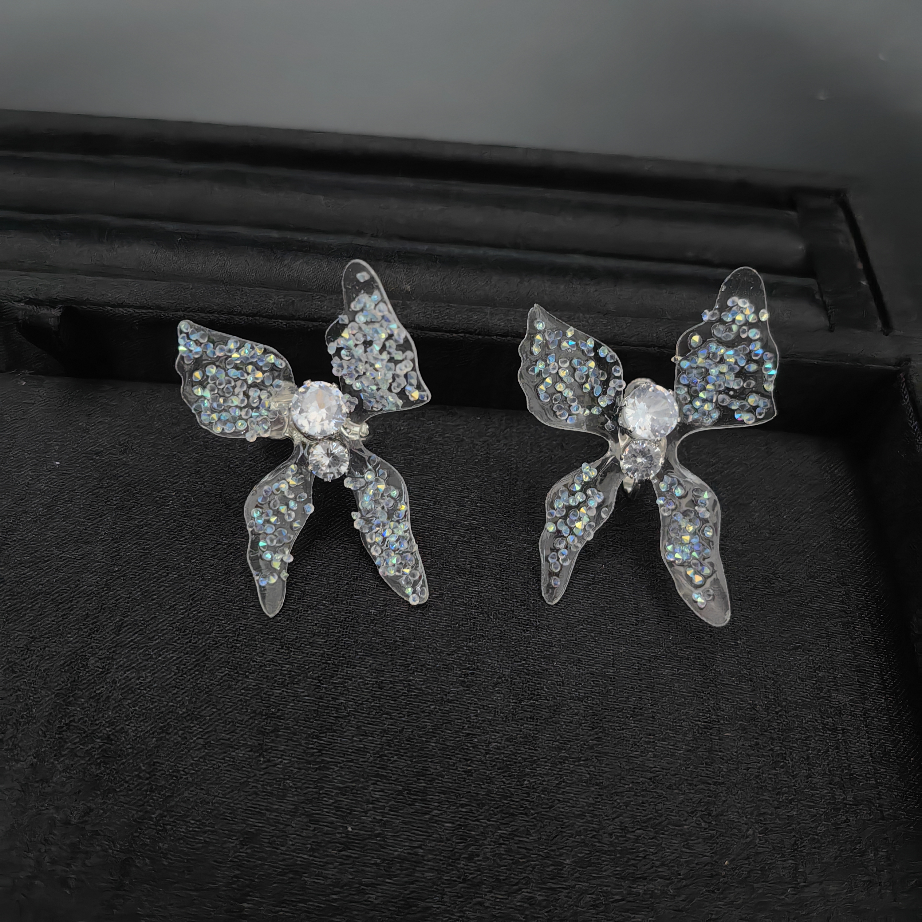 合金仿水晶婚庆饰品 喜看优选00876韩式新娘蝴蝶耳环时尚甜美精致