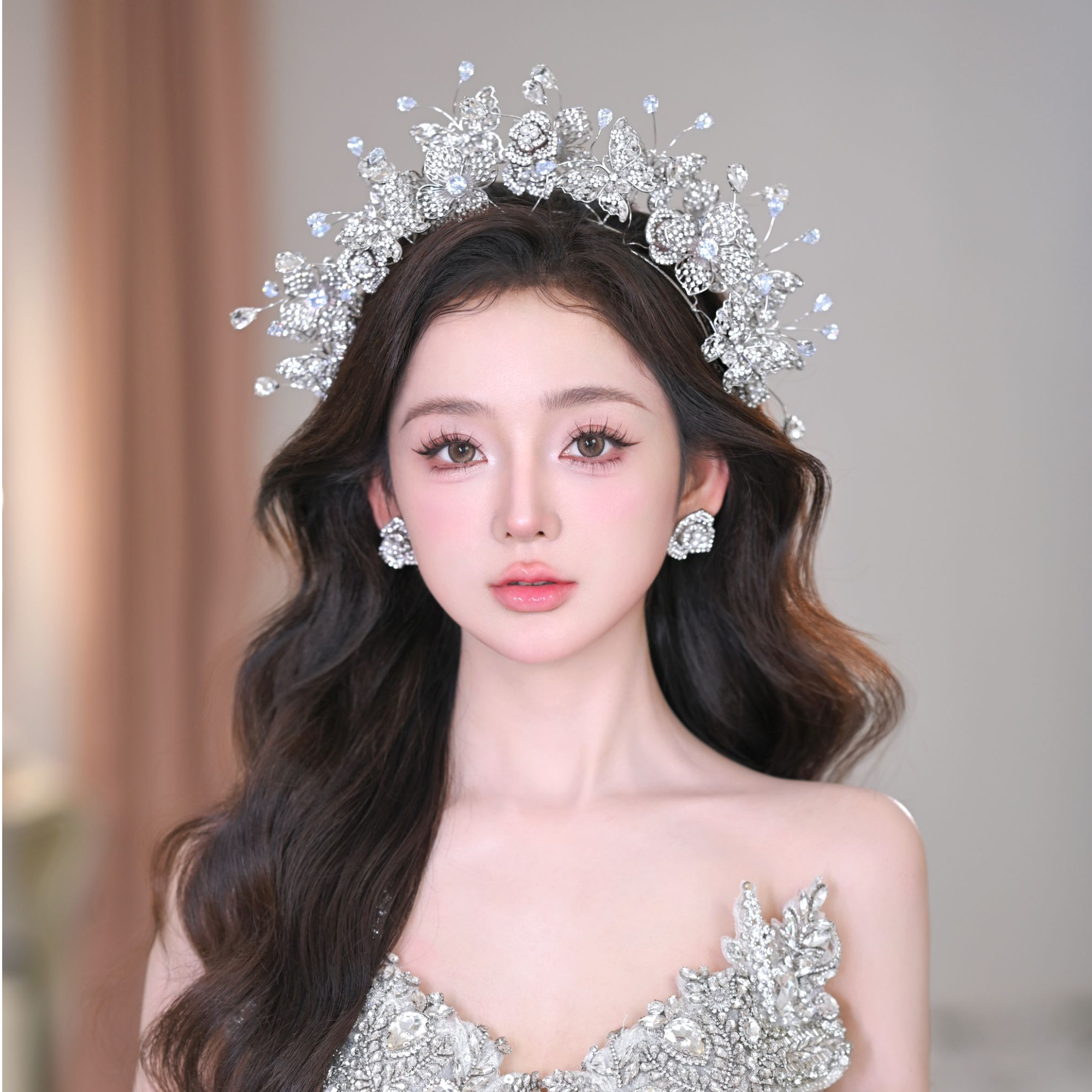 合金仿水晶婚庆饰品 00892新娘皇冠百搭重工华丽轻奢婚服配饰头饰