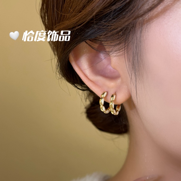 日常ins时髦简约温柔个性麻花圈圈耳扣