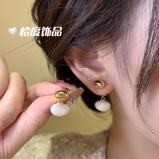 法式两戴设计感豆豆耳钉温柔气质高级感