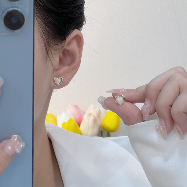 铜合金亚克力耳饰 【恰度】轻奢温柔爱心猫猫石耳钉