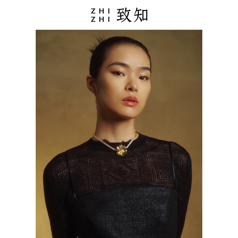  惜香心 针织衫女黑色打底衫citywarm穿搭ZZ2CWKZ0011