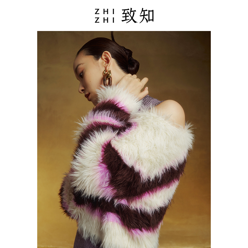 致知 蛱蝶儿 长毛毛衣23冬设计感一字领citywarm穿搭ZZ2CWKZ0042