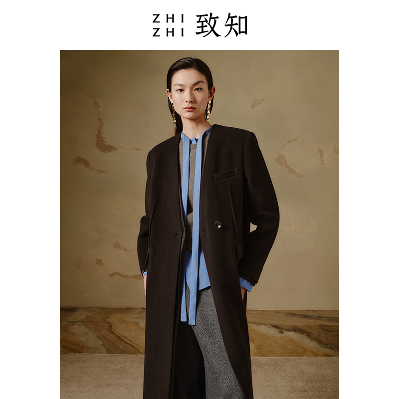 致知  香声碎 毛呢西装外套女新款气质格雷系穿搭ZZ2CWWW8008