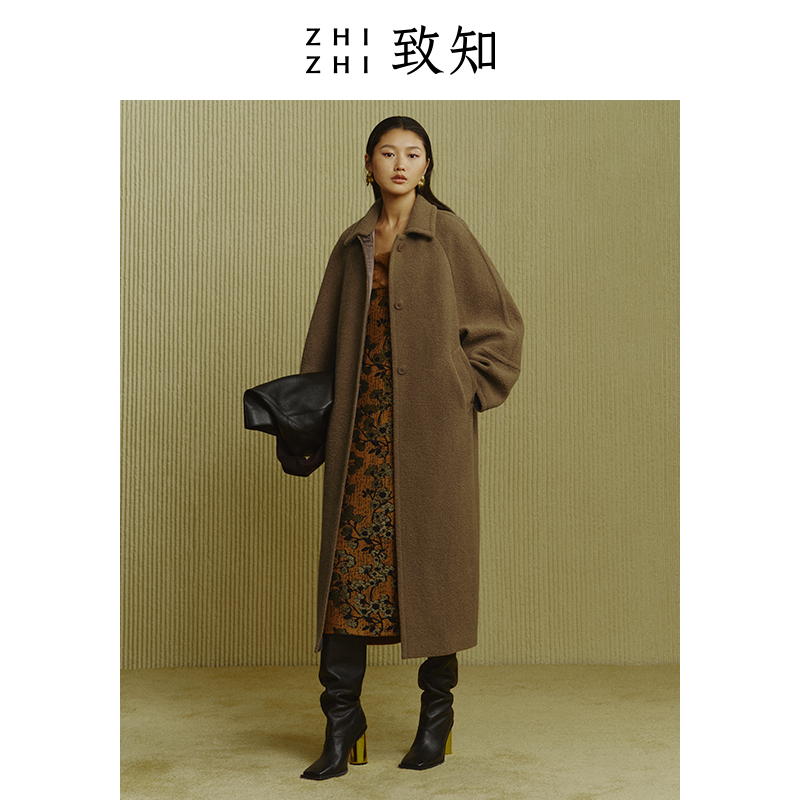 拜新月 大衣女2024冬季新款长款澳毛软呢蓬松柔软ZZ2CWWW2066