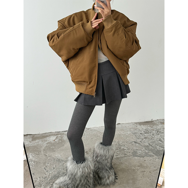 美式冬季高街立领棒球服棉服男女款潮流面包服廓形痞帅飞行员外套