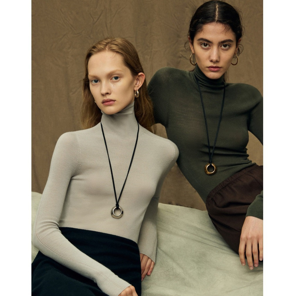 意大利嵿奢120s可水洗160s黄金羊毛18针无缝打底针织衫女上衣