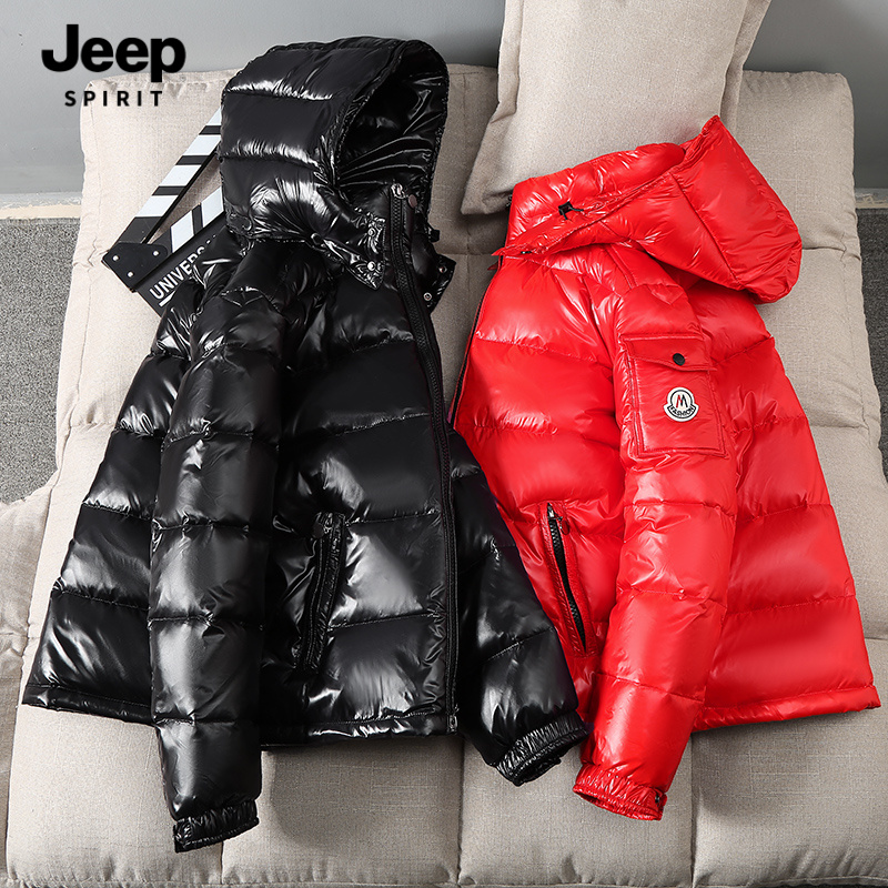 JEEPSPIRIT吉普新款情侣亮面羽绒服时尚白鸭绒冬季保暖外套轻薄