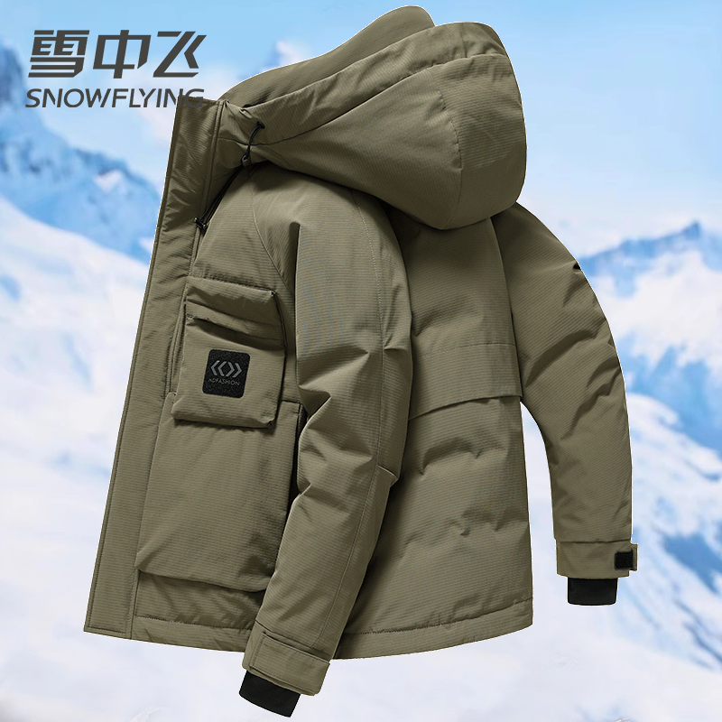 雪中飞羽绒服男女同款2023青年工装时尚休闲运动户外加厚保暖外套