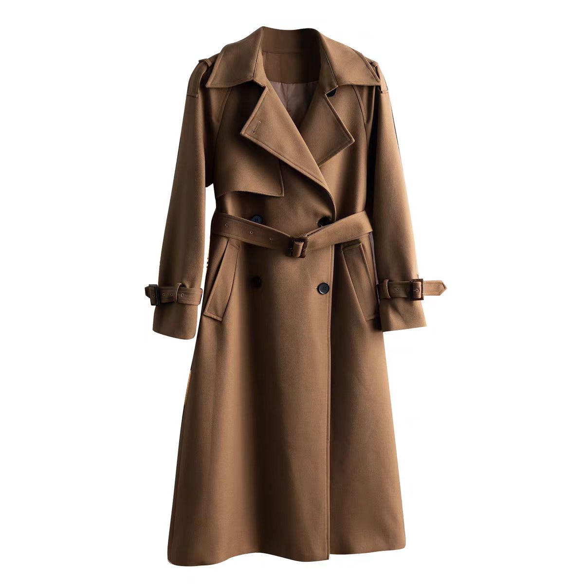 反季特价南油秋冬腰带大衣高品质羊毛真丝中长款风衣显瘦气质款