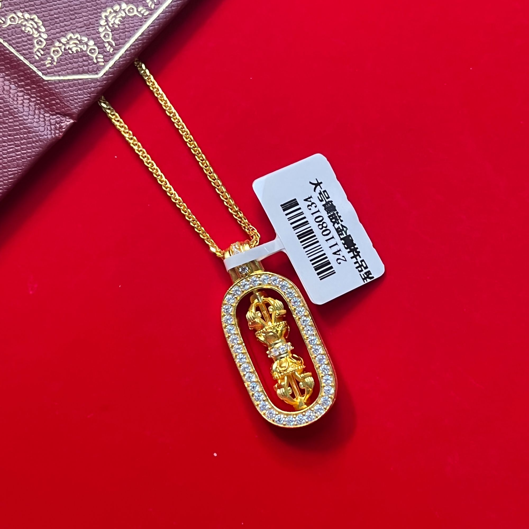 吊坠足银 足银项链 金刚杵镶嵌高碳钻