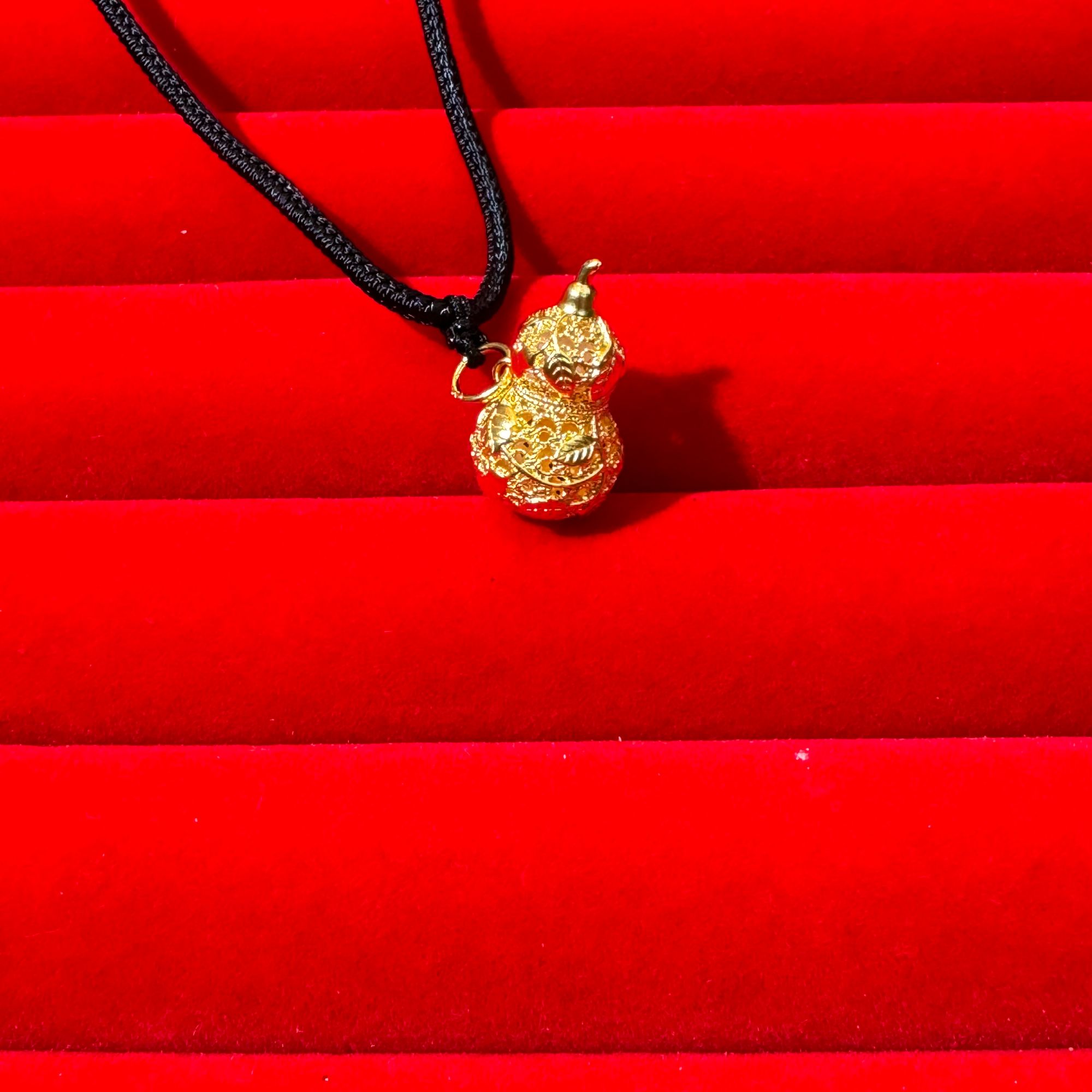 吊坠足银  花丝爬藤镂空葫芦吊坠 黄金色 质感 不掉色