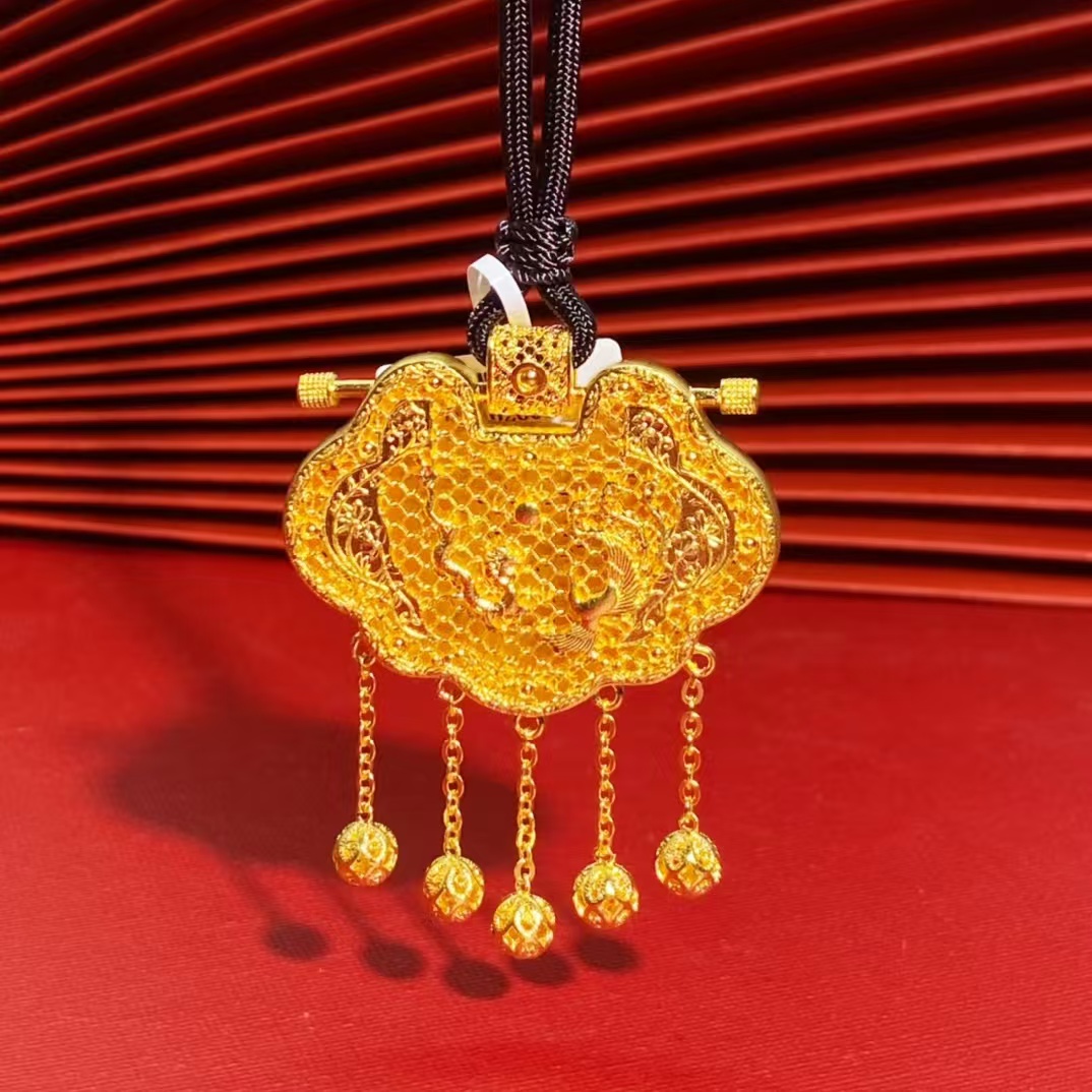 非金属珐琅吊坠 S925银吊坠天子门生大号锁包