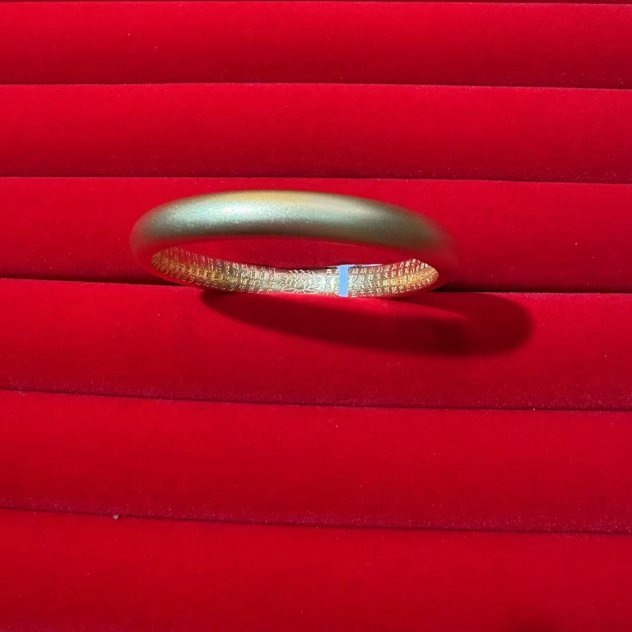 足银手镯 足银手镯 泥鳅背内心经手镯 真金包裹白银实心黄金色