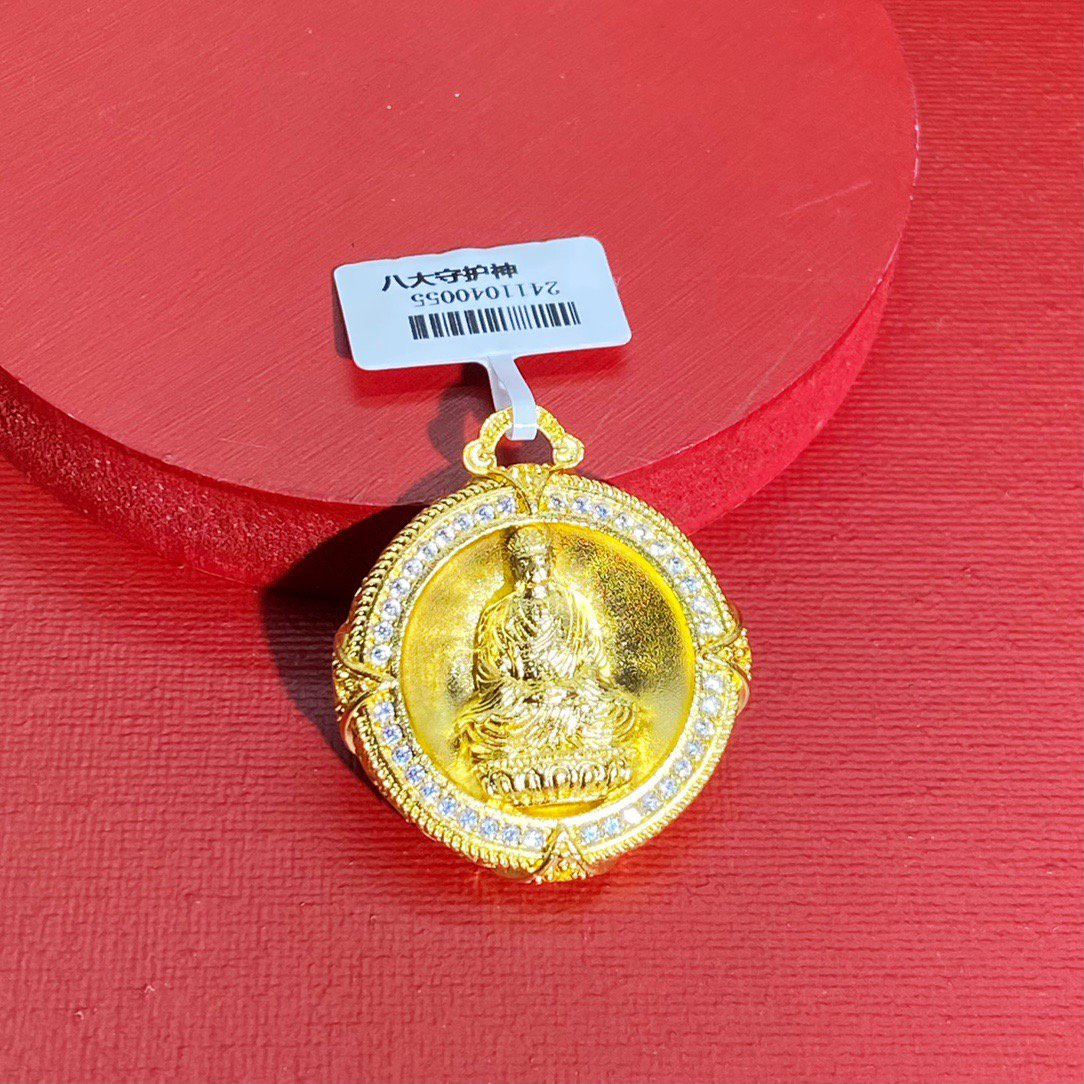 吊坠足银合成锆石 足银吊坠新款点钻守护神之四古法传承经典百搭