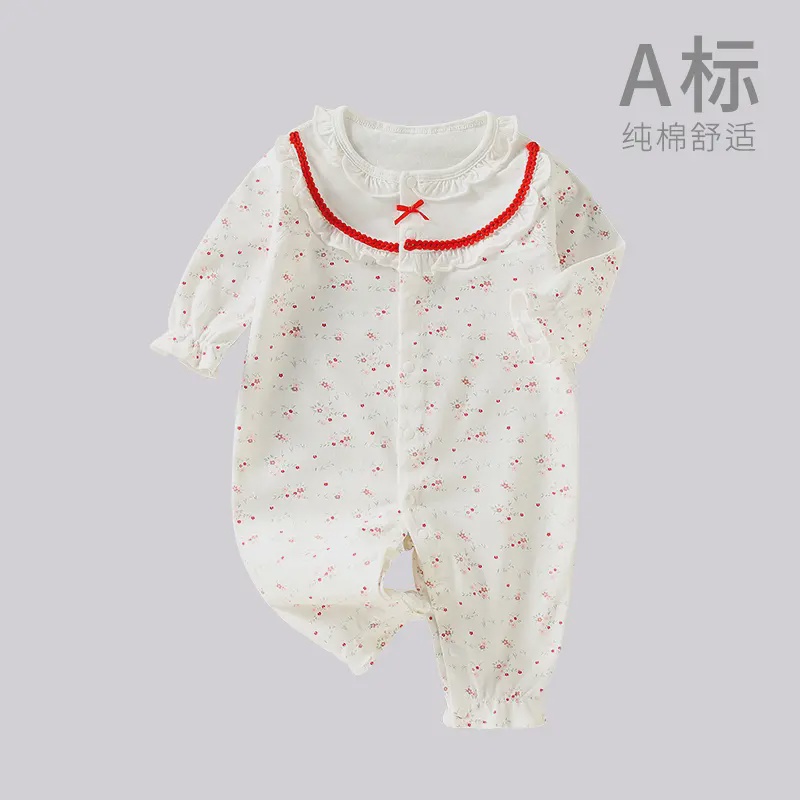 【泡泡雪】婴儿碎花公主春秋幼儿新生儿宝宝长袖连体衣23257