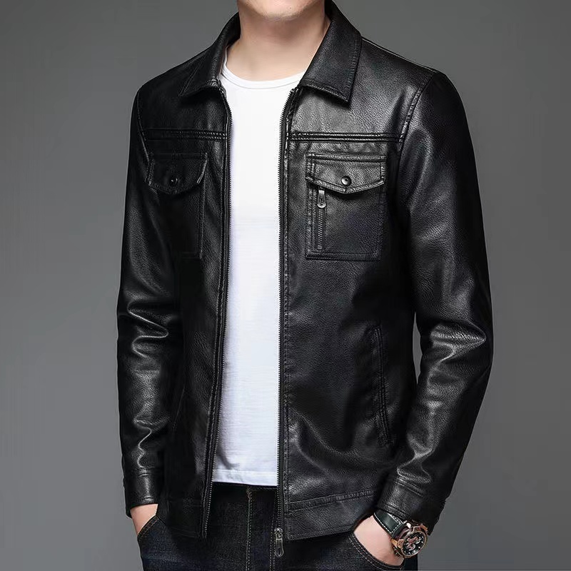 男士时尚经典休闲黑色真皮皮衣（以直播间为准）