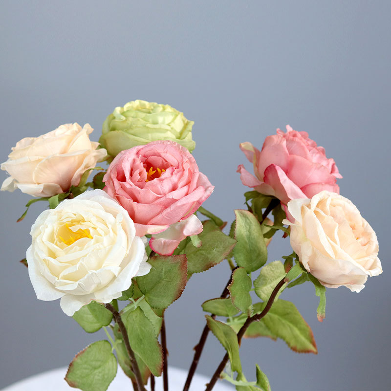 ins大头仿真玫瑰花焦边假花家居装饰花绢花婚庆道具手捧花束摆件