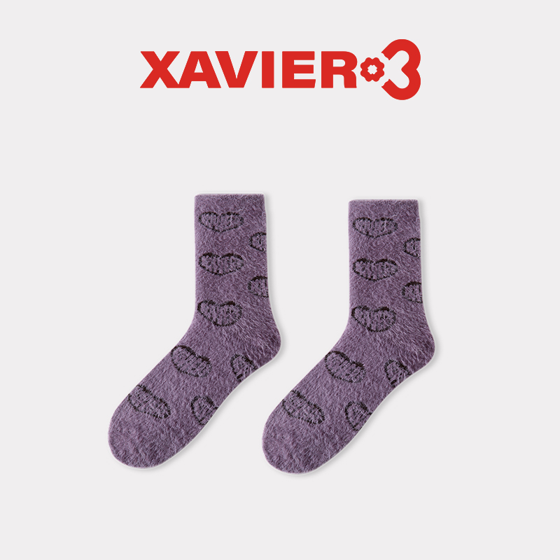 Xavier 3加一二三刻骨铭心毛毛袜-紫色