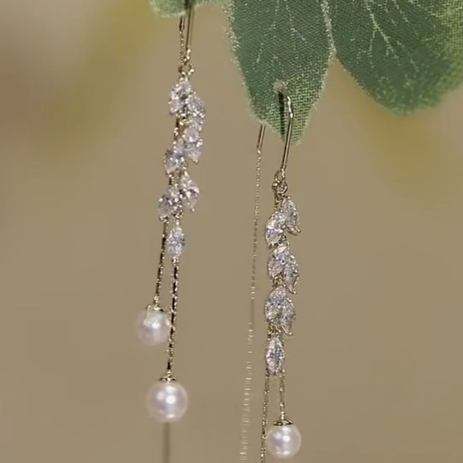 合金亚克力耳饰 网红小众精致超仙耳线时尚珠珠流苏个性显瘦耳饰