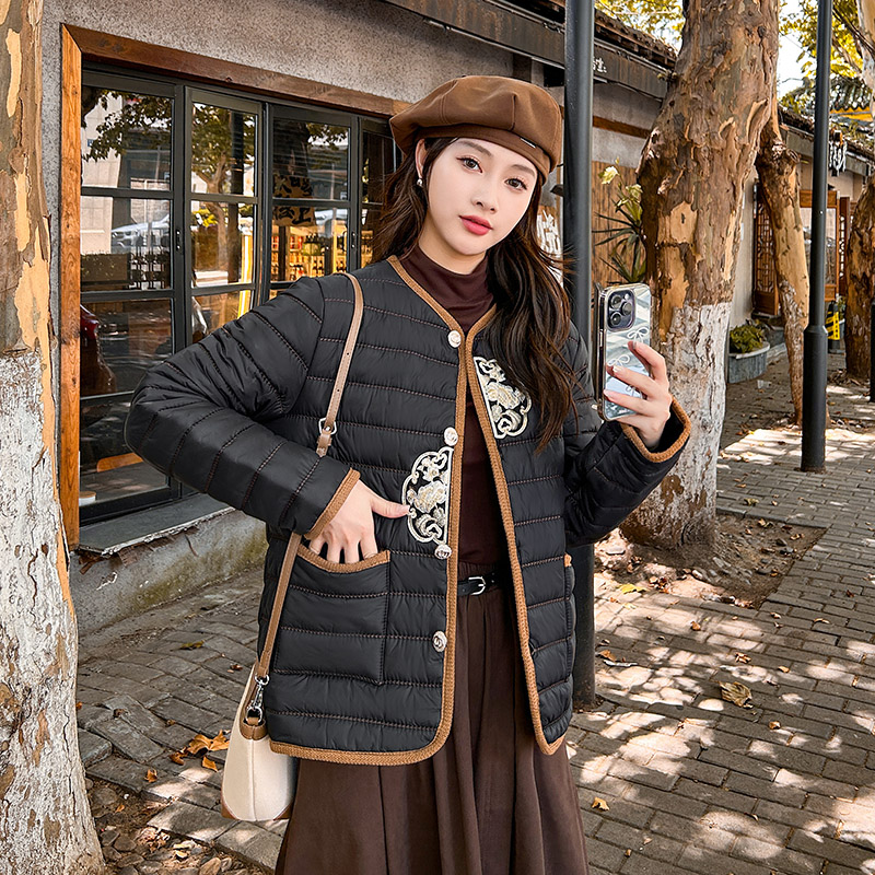 线下129！国风秋冬女款休闲保暖时尚百搭显瘦棉服#25001