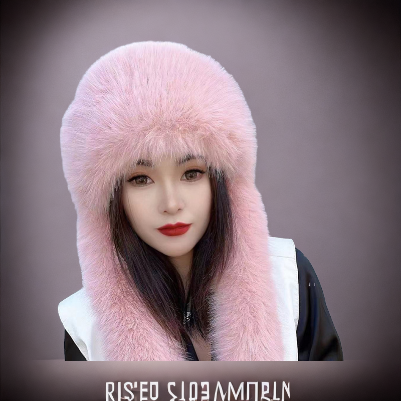 时尚雷锋帽冬天毛绒绒帽子女士北方哈尔滨滑雪帽座山雕帽子冷帽