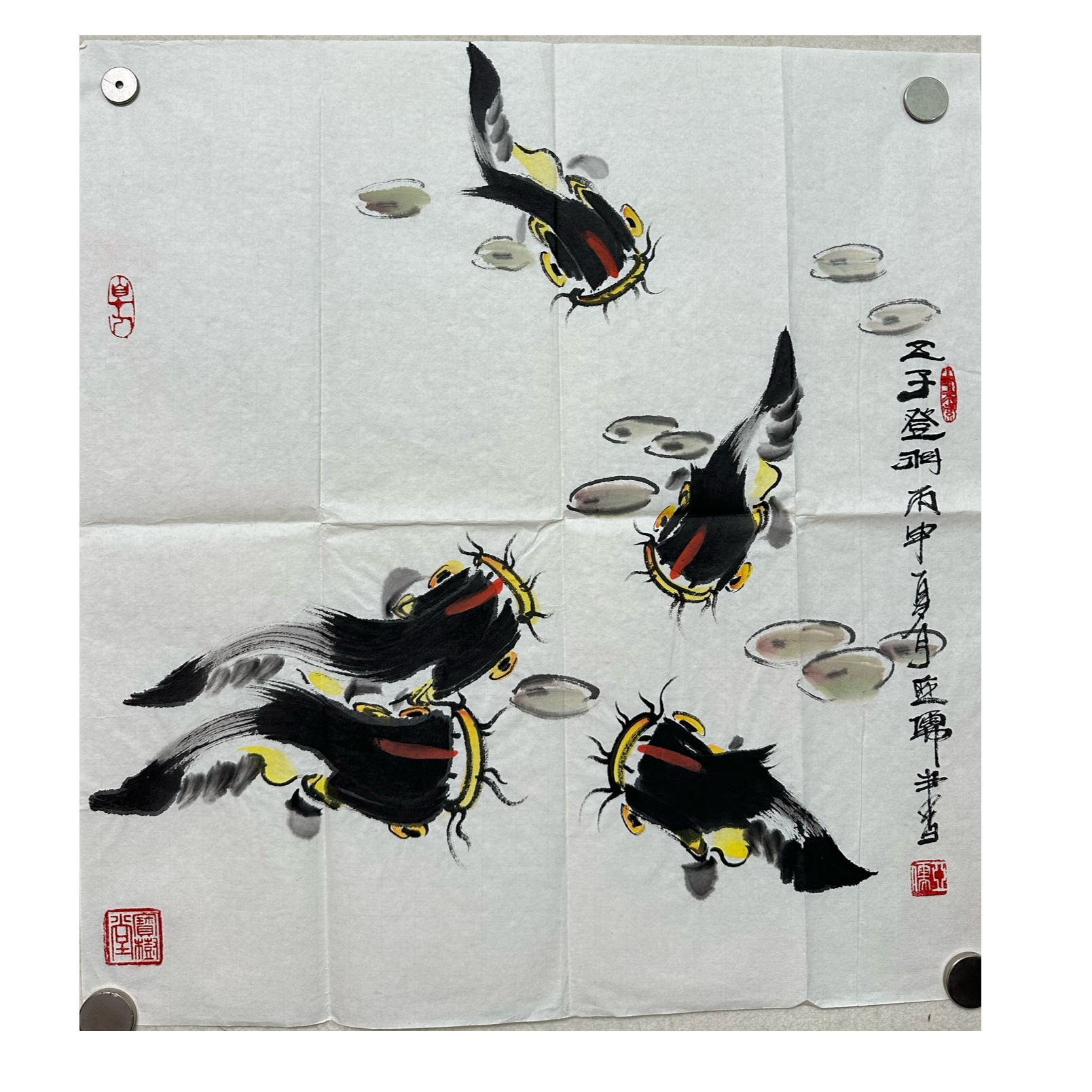 国画 金鱼弥勒年年有余 吉祥 尺寸50.50 M275