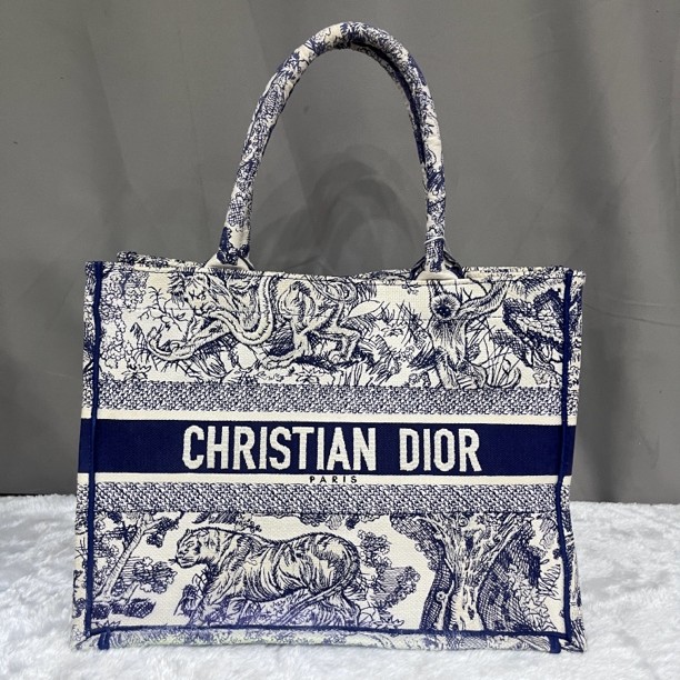 99新 DIOR/迪奥 迪奥托特中号蓝色动物园单肩包