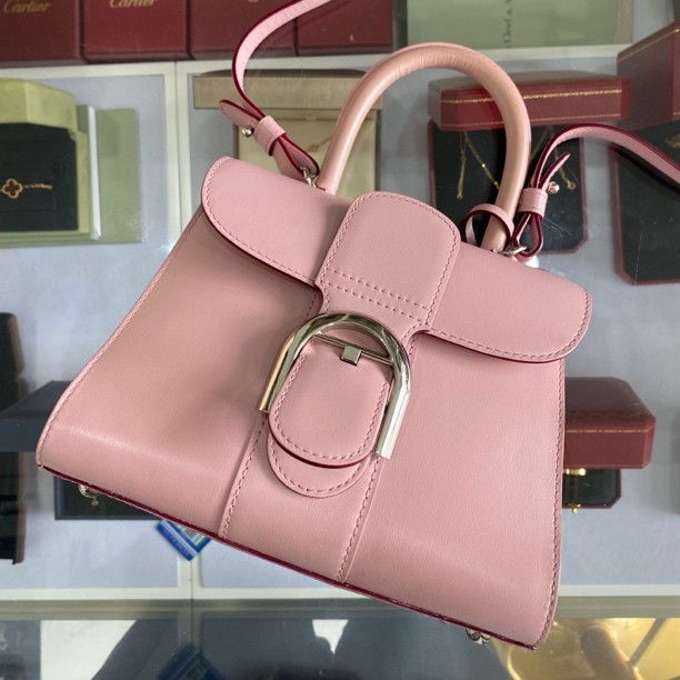 95新 Delvaux/德尔沃 哈基米/德尔沃粉色mini手提包